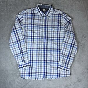 Carbon 2 Cobalt Shirt Mens Large Blue‎ Plaid Long Sleeve Button Down 100% Cotton